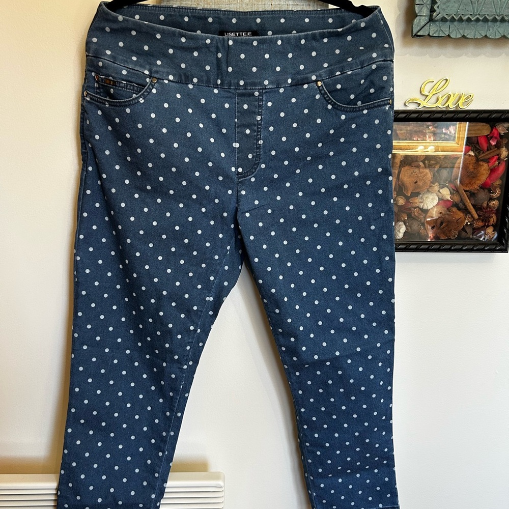 Blue Polka Dot Jean capris by Lisette